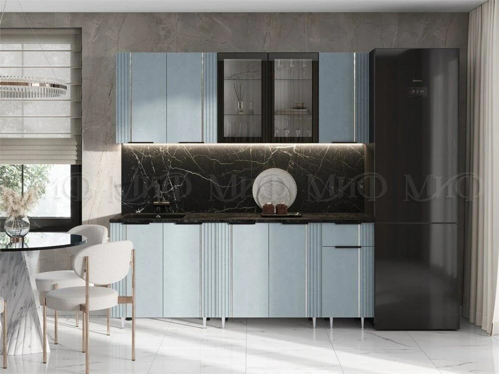 МИФ Кухня Виктория 2.0м Пластер Блэк Корпус Графит Пластер Блэк